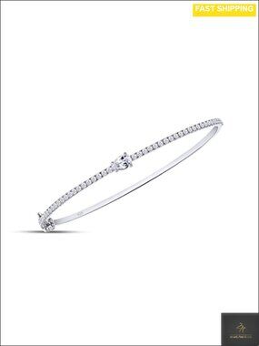 Moissanite Tennis Bangle Bracelet 1.00 CT 14K White Gold Over Sterling Silver
